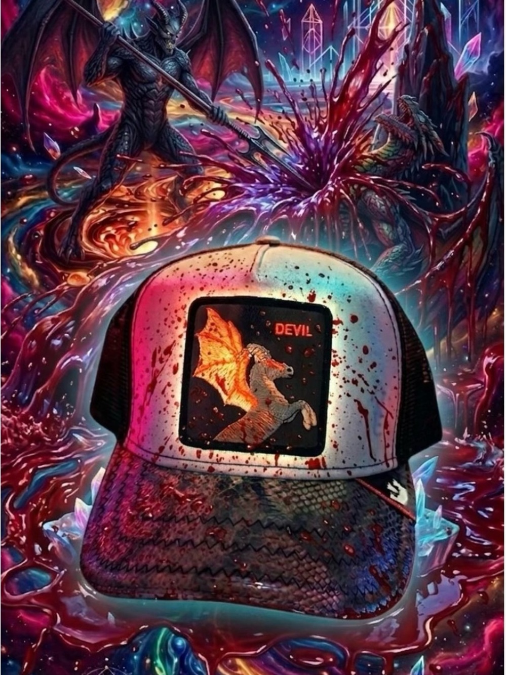 Goorin Bros. The Farm Unreal Capsule Unisex Trucker Hat The Devil. NWT.RARE